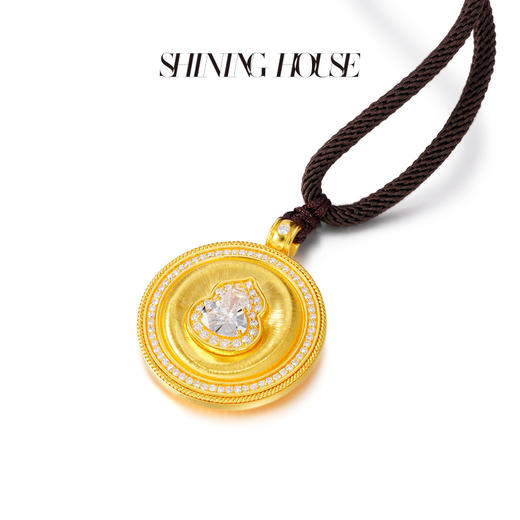 意趣东方系列 ShiningHouse[培育] 足金钻石挂坠 葫芦形1克拉钻人工真钻人造钻石古法黄金时尚钻石吊坠【此商品不支持7天无理由退货退款】预计3日发货 商品图3