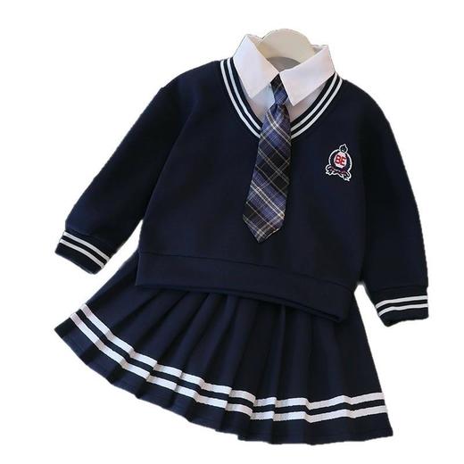 女童校园风套装秋季洋气儿童学院风假两件衬衫卫衣秋装裙子两件套 商品图4