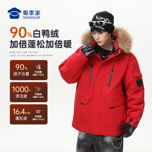 【工装派克羽绒服】户外休闲羽绒服新年外套本命年红色通勤保暖长袖上衣YT601 商品图2