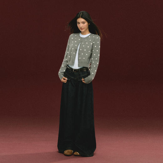 Ariseism 美式复古圆点针织开衫毛衣女春季新款修身上衣 商品图3