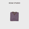 ROMI STUDIO"休闲复古"100%棉亲肤条纹撞色v领短袖T恤 RWDRSU1535 商品缩略图1