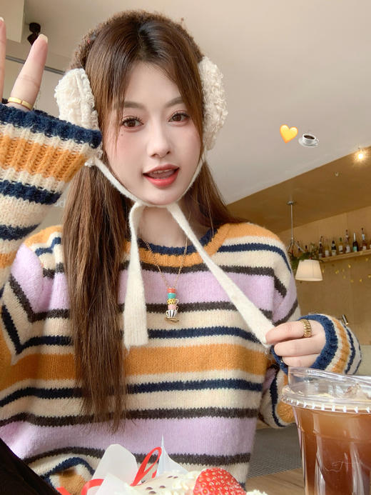 <曾小咸推荐>2.23现货秒杀 ！微信超特价！韩系撞色条纹设计毛衣 日常179.99 立减90 秒杀89.99！！ 商品图12