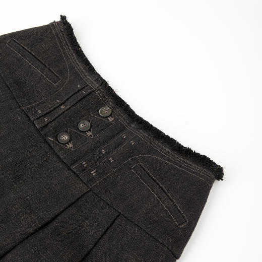 ROMI STUDIO“文艺复古”羊毛定纱棕调打褶毛边半身裙 RWCWXJ5710 商品图2