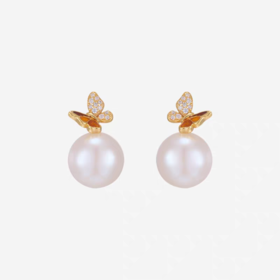 2楼Fellala/翡拉拉「蝴蝶」珍珠耳钉耳饰高级设计感货号926434113吊牌价1199现价1079