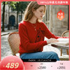 KINGDEER/KD秋冬新款女式长袖羊绒衫 约216g L805679轻运动/花朵/休闲款100%山羊绒鹿王 红色 商品缩略图0