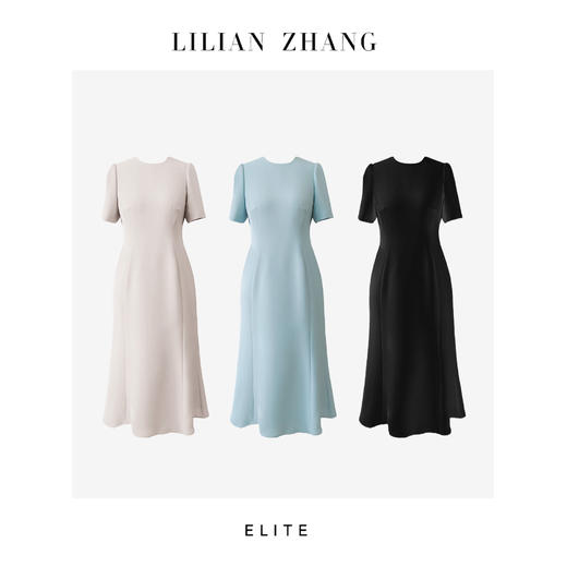 定制—静奢风—香榭雅定—法式优雅圆领短袖鱼尾收腰连衣裙  2501053 商品图0