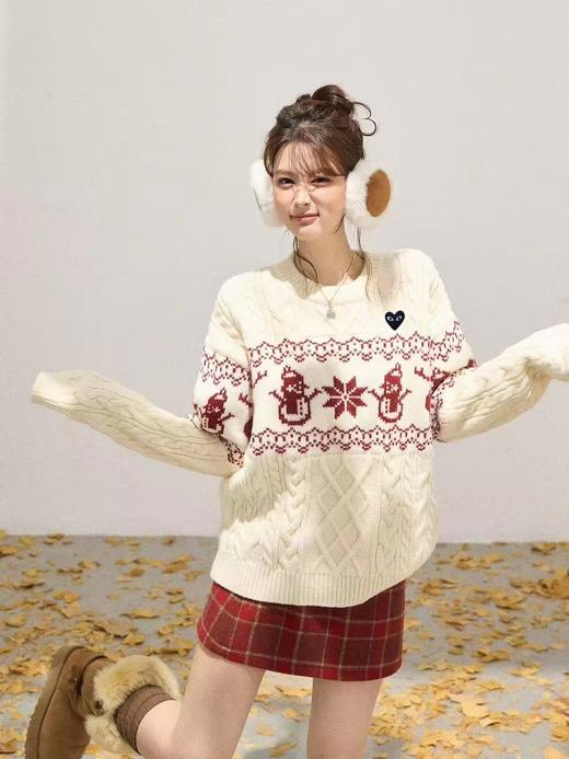 F020542复古圣诞风费尔岛提花毛衣针织衫 商品图3