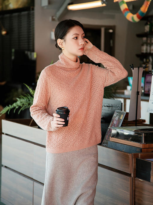 【堆领镂空羊绒衫】羊绒世家秋冬新品女士100%山羊绒舒适保暖毛衣 商品图2