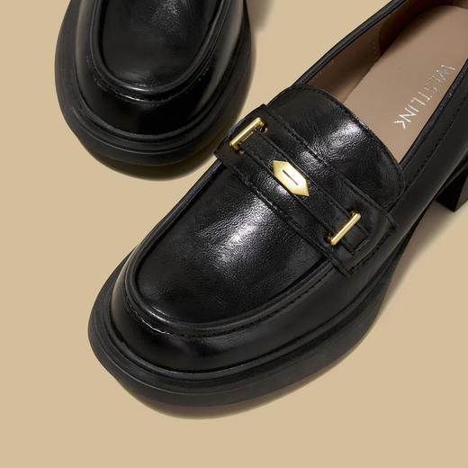 西遇厚底乐福鞋女鞋2026新款春季英伦风JK小皮鞋金属扣装饰单鞋子V0166267 商品图5