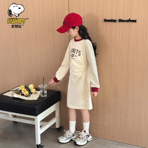 【清仓捡漏】【史努比】【100%棉】【110-130】女童春秋长袖收腰连衣裙 商品图1