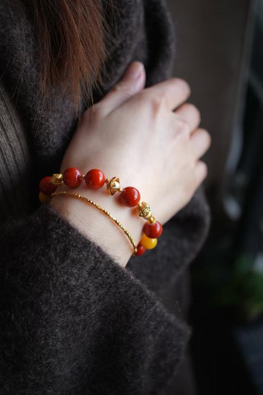 【宫里上新】代代有福 设计款新年满肉柿子红南红手串 JY 商品图4