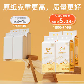 采琪采悬挂式抽纸4层450抽*4提原生木浆加大加厚家用纸巾实惠装整箱 /家庭清洁/纸品 /清洁纸品 /抽纸 商品图2
