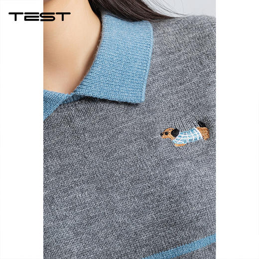 春上新拼接条纹显瘦蓝灰条纹假两件毛衣1261032 商品图2