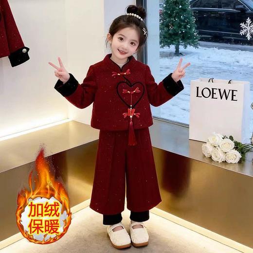 女童本命年衣服秋冬过年套装儿童红色新年衣服12岁女孩时尚拜年服 商品图2