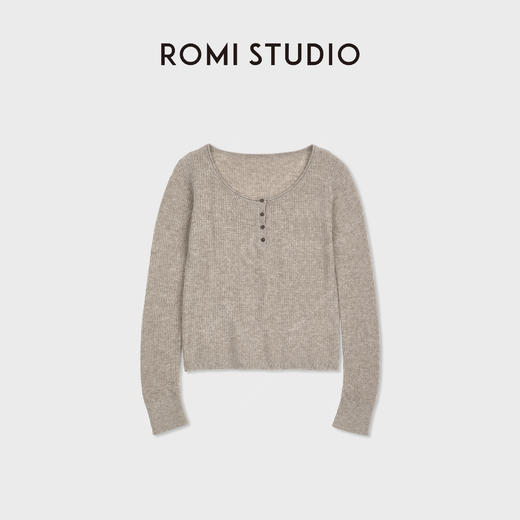 ROMI STUDIO“温暖亨利”山羊绒绵羊毛圆领保暖开襟毛衫RWCSST1806 商品图0