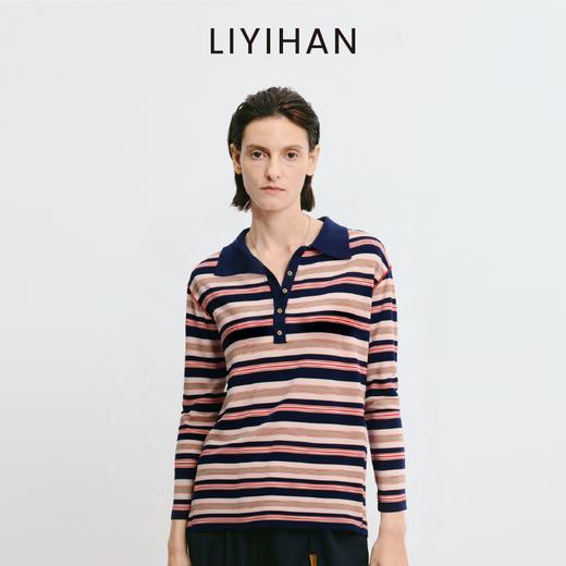 LIYIHAN序章 2026春季新款长款条纹T恤通勤宽松上衣防晒百搭舒适 商品图1