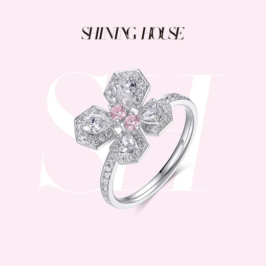FLY·永恒之环系列 ShiningHouse[培育] 18k金钻石戒指 粉钻圆钻形人工真钻人造钻石K金戒指时尚钻石女戒【此商品不支持7天无理由退货退款】预计3日发货 商品图0