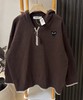 F020546慵懒松弛感咖色连帽半拉链针织衫 商品缩略图0
