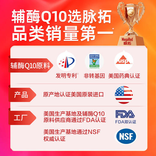 【2.11-2.24停运不发货】MegaRed脉拓美国进口辅酶coq10 软胶囊辅酶素养护心脏200mg 商品图2