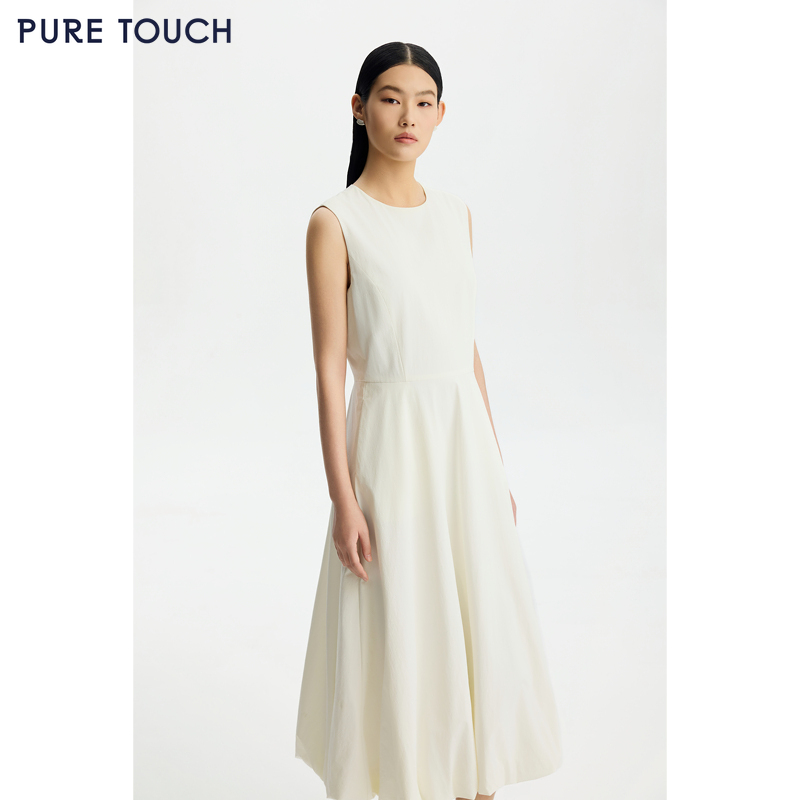 商场同款PURE TOUCH女26春夏新款无袖连衣裙收腰A字摆伞裙中长裙