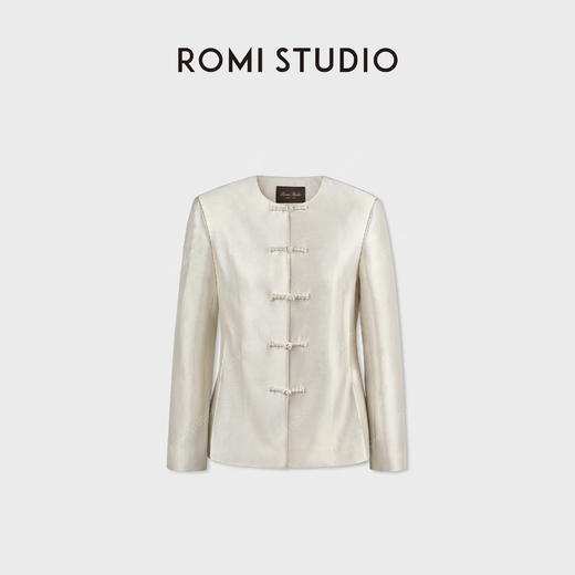 ROMI STUDIO羊毛桑蚕丝混纺手工丝绒盘扣新中式外套 RWDSWG2324 商品图7