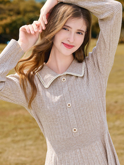 【百图lulu定制】【美术生连衣裙】 法式气质针织连衣裙 商品图8