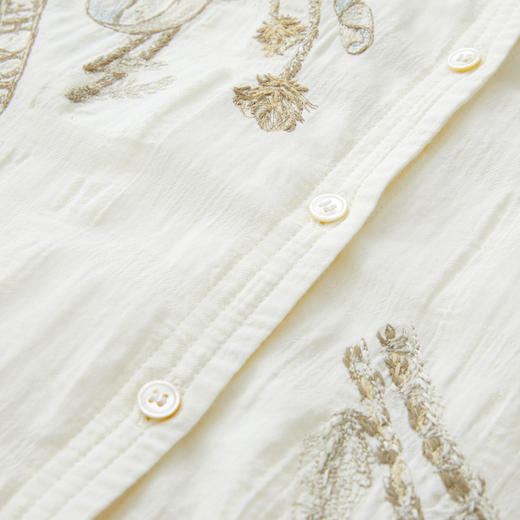 谜底棉感衬衣分袖2026春季新品原创艺术刺绣文艺衬衫女261MC0086 商品图3