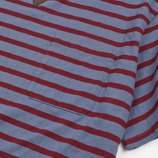 ROMI STUDIO"休闲复古"100%棉亲肤条纹撞色v领短袖T恤 RWDRSU1535 商品图4