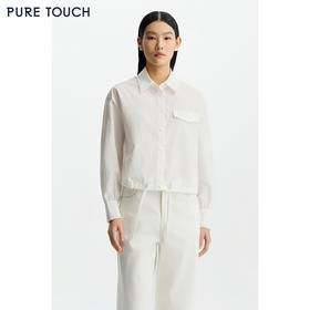 商场同款PURE TOUCH女装26春夏新款休闲衬衫白色长袖衬衣下摆抽绳