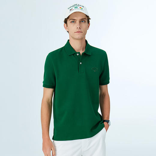 德鲨米白色短袖POLO衫男夏季新款棉质休闲上衣刺绣翻领T恤 商品图3