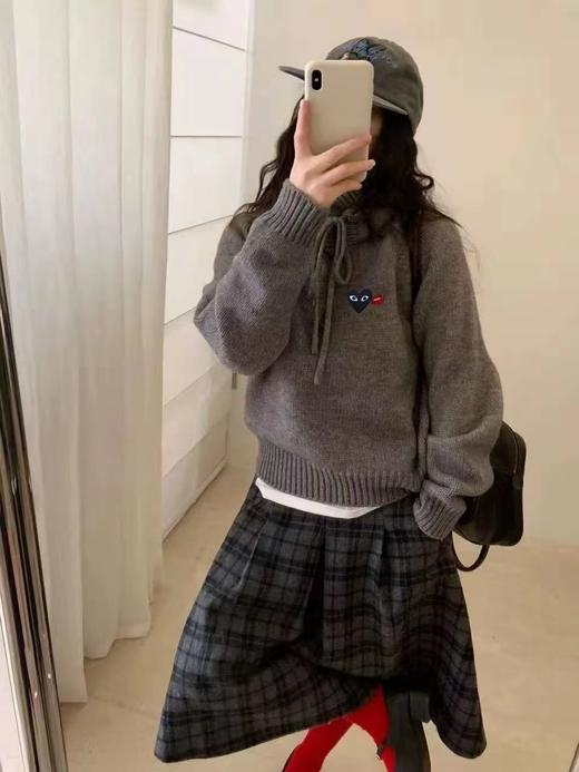 F020550休闲甜美红色爱心+眼睛刺绣图案连帽针织开衫 商品图2