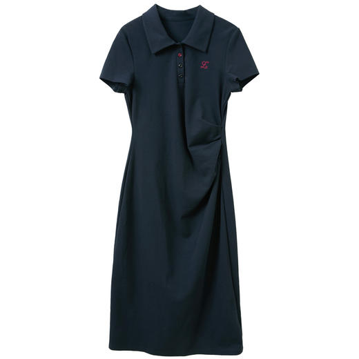 三彩2026春季新款刺绣连衣裙短袖收腰A字裙中长休闲M 商品图4