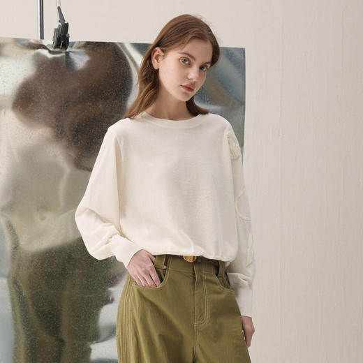 谜底套头针织衫长袖2026春季新品原创立体花时髦毛衣女261MZ0342 商品图0