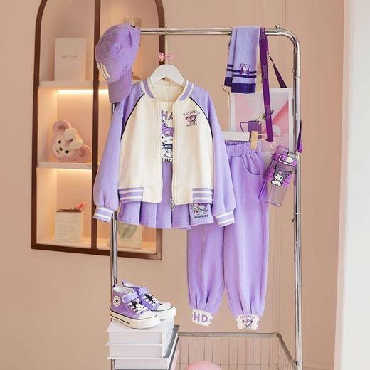 三件套女童棒球服春秋套装库洛米外套百褶裙中大儿童学院风小学生 商品图1