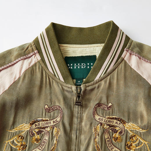 谜底大廓形外套长袖2026年春季新品拼色复古绣花夹克女261MW0063 商品图3