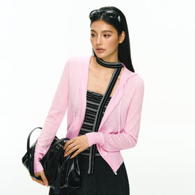 Ariseism 美式复古设计感针织连帽修身毛衣外套女春季新款上衣