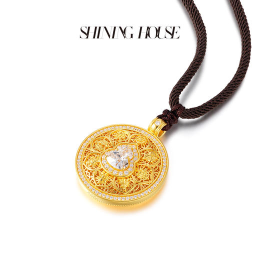 意趣东方系列 ShiningHouse[培育] 足金钻石挂坠 葫芦形1克拉钻人工真钻人造钻石古法黄金时尚钻石吊坠【此商品不支持7天无理由退货退款】预计3日发货 商品图3