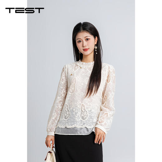 春上新新中式立领蕾丝精致刺绣气质小衫1261033 商品图0