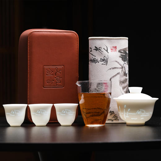 帆书文创·”水面清圆“玲珑瓷盖碗茶具套装 商品图0