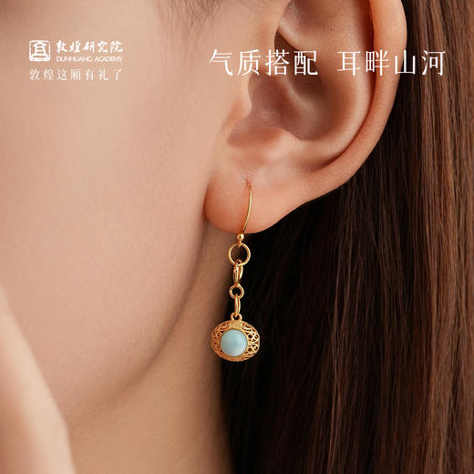 【十二愿·海纹石纯银耳坠】敦煌小众轻奢气质耳坠复古耳钉 国风耳饰女 商品图2