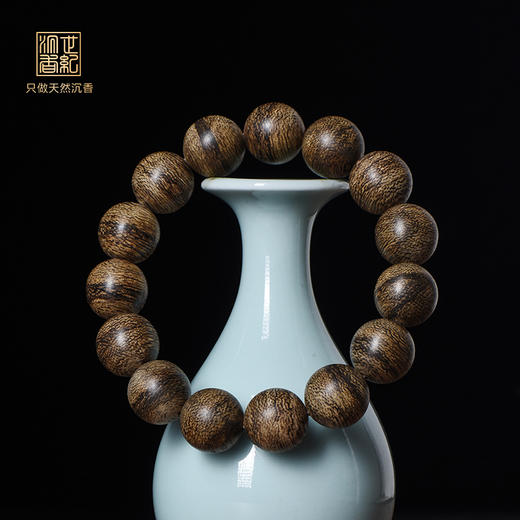 天然文莱沉香手串 九分沉 16mm*15颗 27克 SP12409 商品图0