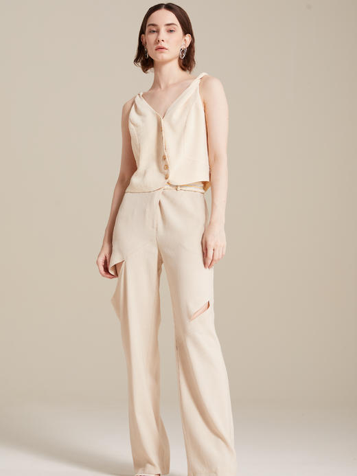 束腰镂空垂感高腰休闲裤 商品图0