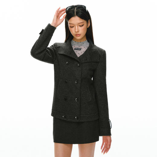 Ariseism 美式复古双排扣短款呢子外套毛呢短裙套装女秋冬新款 商品图1