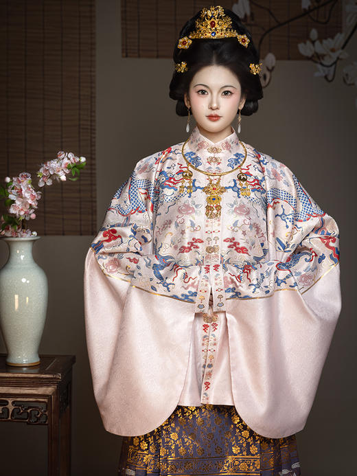 【重回汉唐揽明月】原创竖领对襟袄马面裙套装红色明制汉服女款 商品图2