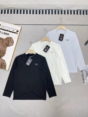 F020505轻薄加绒压胶打底衫时尚舒适长袖圆领打底衫