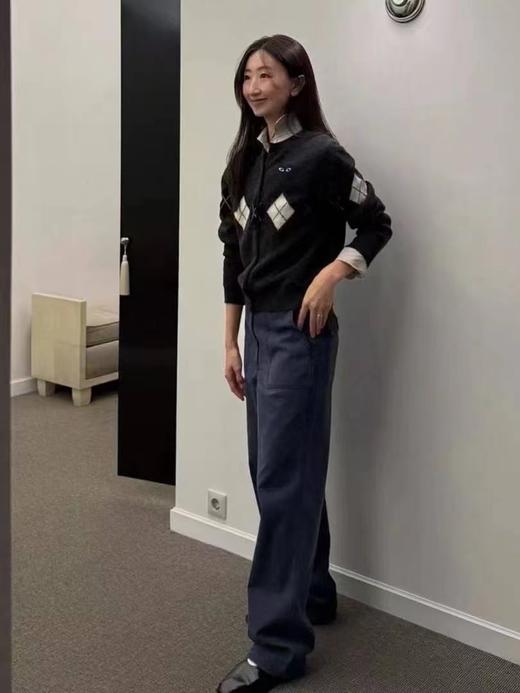 F020545复古减龄学院风圆领格纹针织开衫毛衣 商品图4