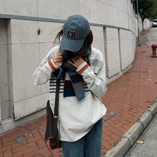 ROMI STUDIO“美式街头”色织定染竹节棉撞色做旧印花T恤RWCASY6440 商品图4