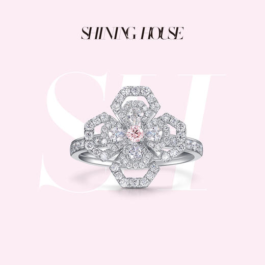lucky·永恒之环系列ShiningHouse[培育] 18k金钻石戒指 粉钻圆钻形人工真钻人造钻石K金戒指时尚钻石女戒悦己送礼臻选【此商品不支持7天无理由退货退款】预计3日发货 商品图0