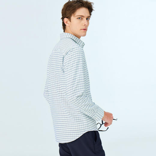 【纯棉】德鲨2026春季新款长袖格子衬衫男休闲打底衬衣服 商品图4