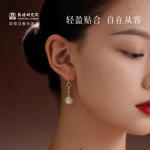 【十二愿·海纹石纯银耳坠】敦煌小众轻奢气质耳坠复古耳钉 国风耳饰女 商品图3